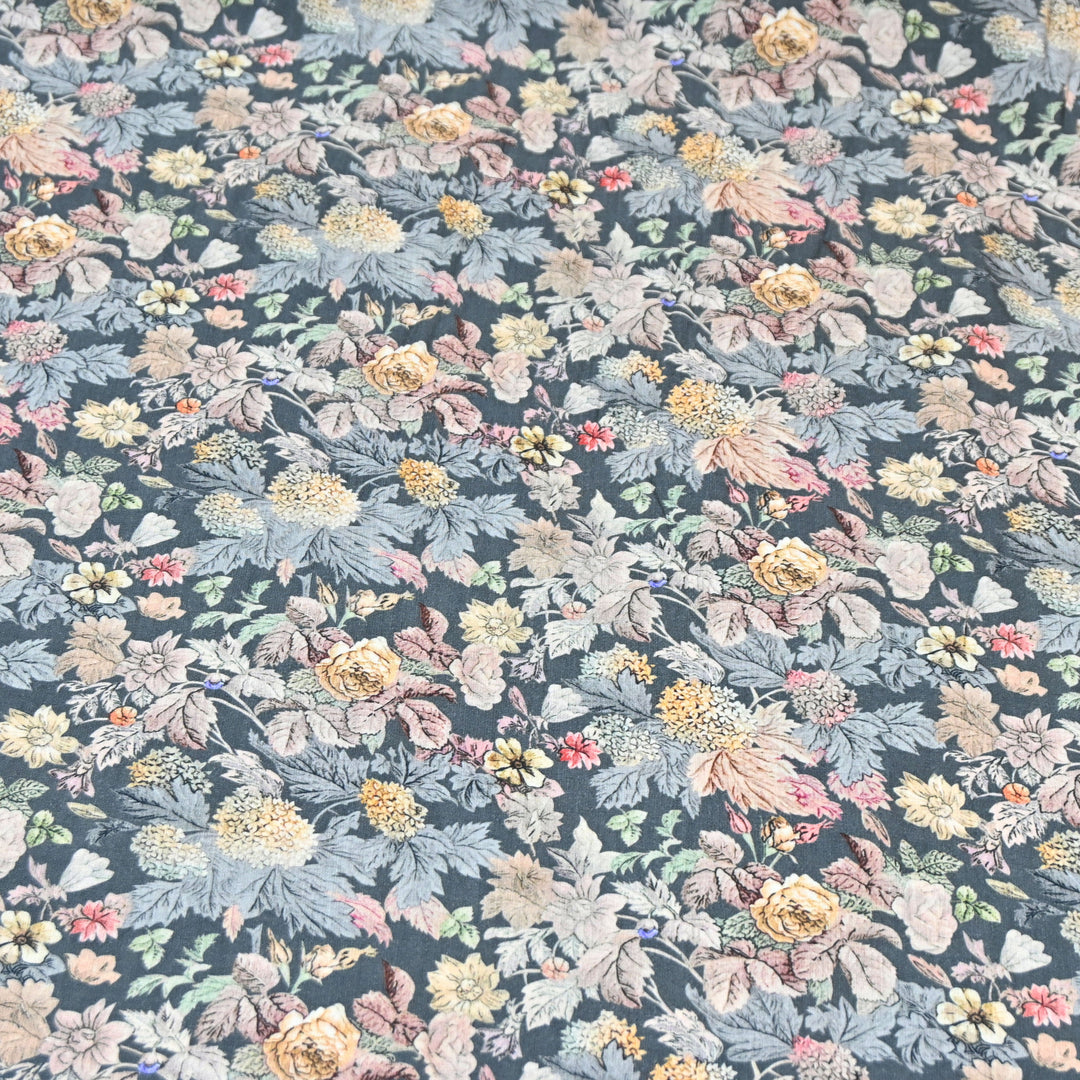 Smoky Grey Omura Cotton Floral Print