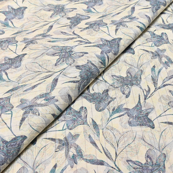 Cotton Linen Lurex Digital Print Fabric – Premium Designer Summer Fabric- BYP125-3