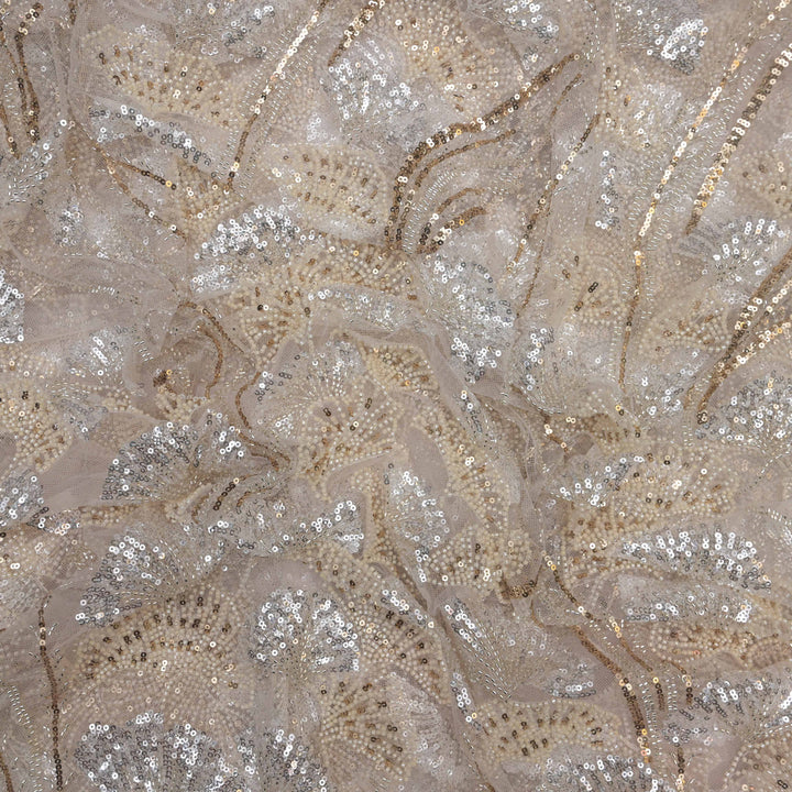 Ivory Net Imported Embroidery Fabric.| 20T25