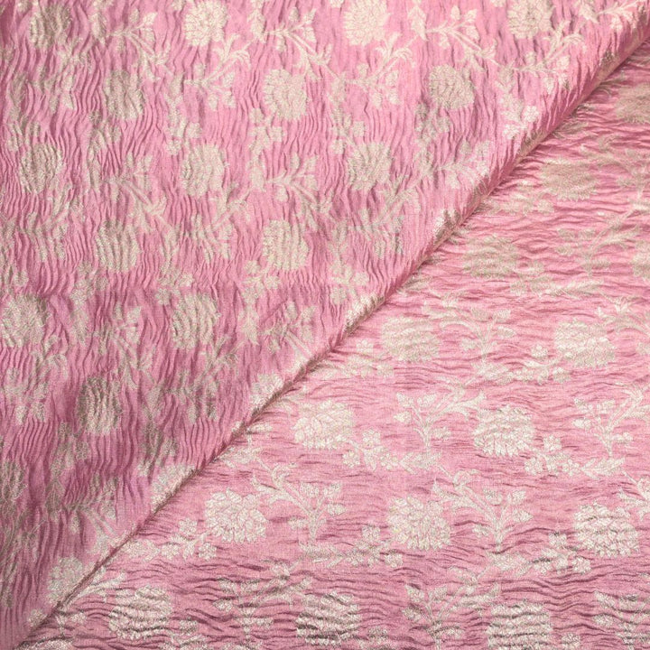Baby Pink Pure Crush Tissue Zari Jaal | T-16-204
