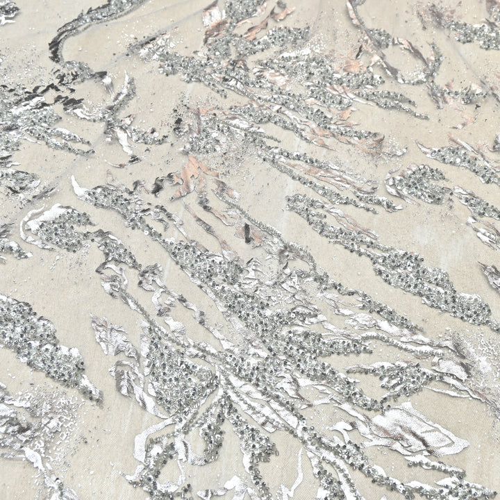 IMPORTED NET FOIL FABRIC WITH SEQUINS EMBELLISHMENT- PT1001- 04