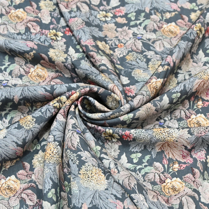 Smoky Grey Omura Cotton Floral Print