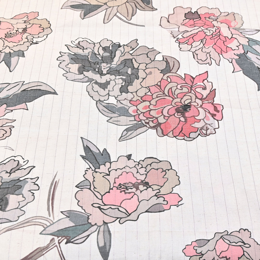 Cotton Linen Lurex Digital Print Fabric – Premium Designer Summer Fabric- BYP125-4
