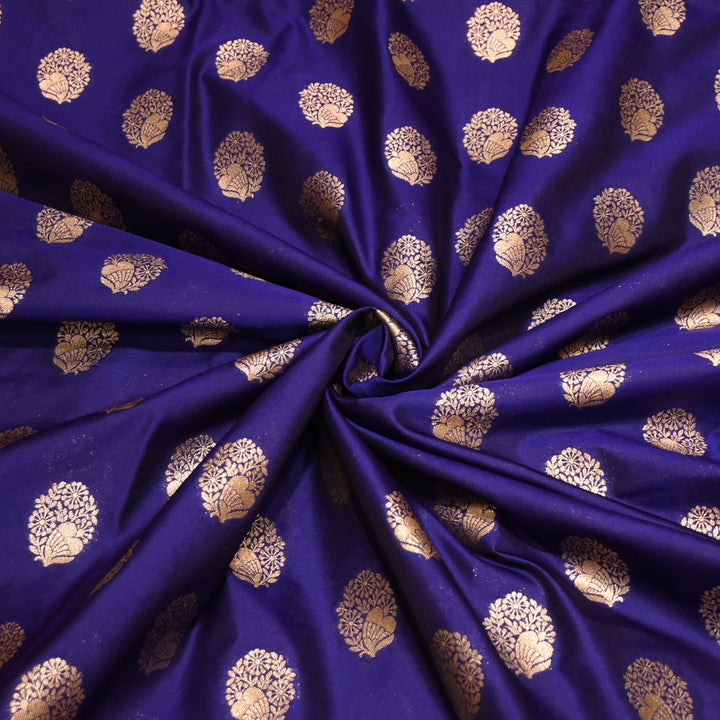 Purple Monster Color Katan Silk Zari Buti Brocade Fabric