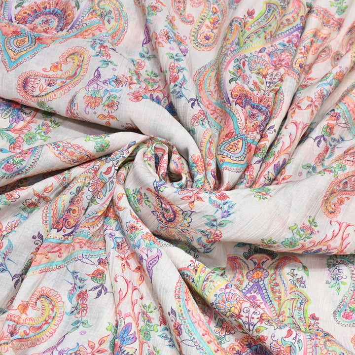Multi Color Crush Muslin Digital Print Fabric – Soft Designer Muslin Print Fabric- COO145-15
