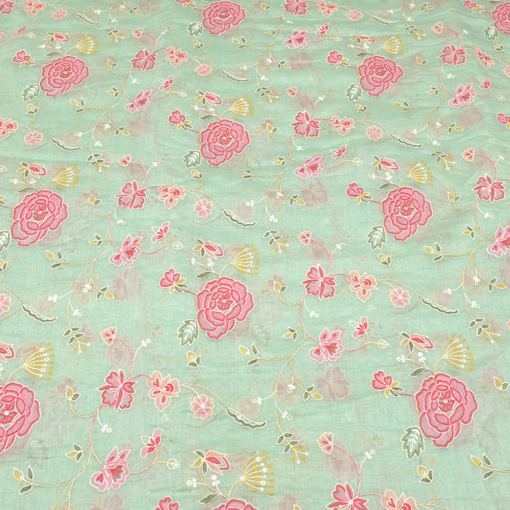 Chanderi Thread With Sequins Embroidery Fabrics