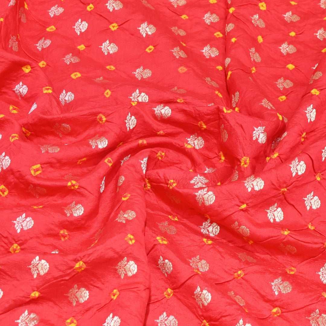 Pure Chiniya Silk Zari And Hand Bandhani Fabrics