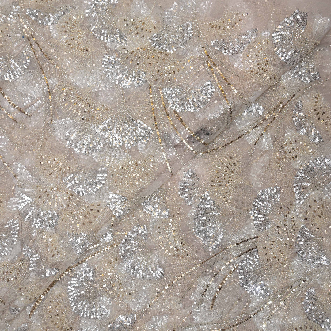 Ivory Net Imported Embroidery Fabric.| 20T25