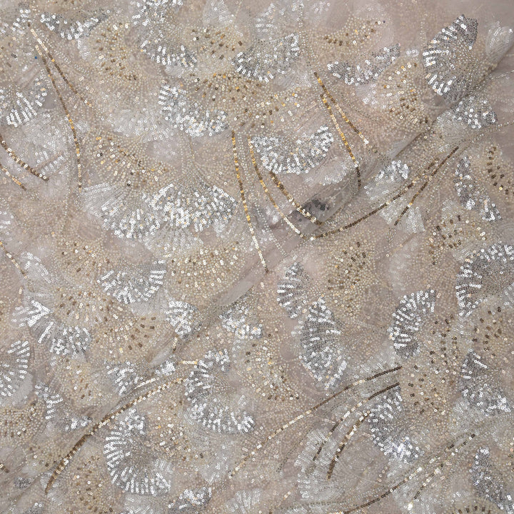 Ivory Net Imported Embroidery Fabric.| 20T25