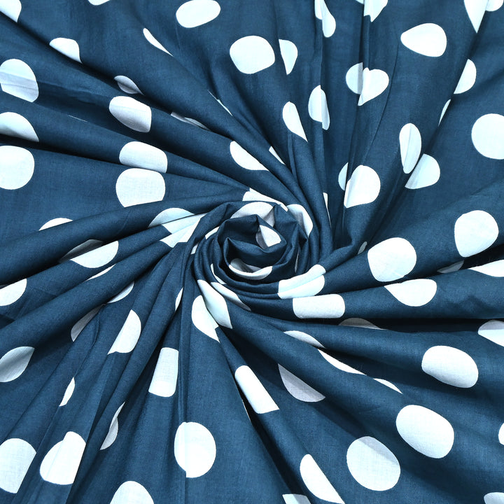 Premium Cotton Polka Dot Printed Fabric - Soft Breathable Designer Cotton Fabric - 000350-1e