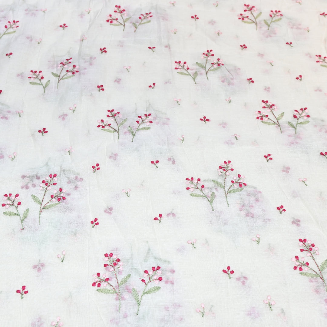 Dyeable Mul Chanderi Thread Embroidery Fabric – Soft Summer Designer Fabric-MF8212-3