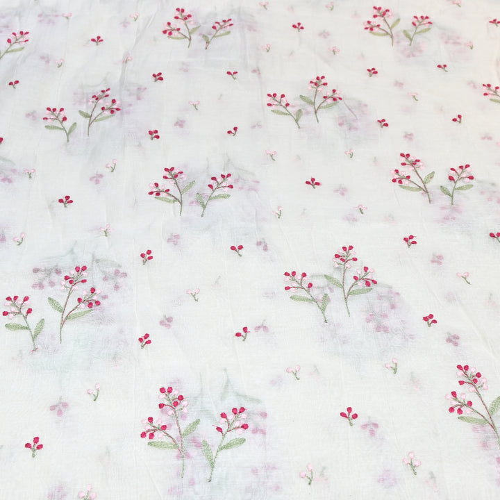 Dyeable Mul Chanderi Thread Embroidery Fabric – Soft Summer Designer Fabric-MF8212-3