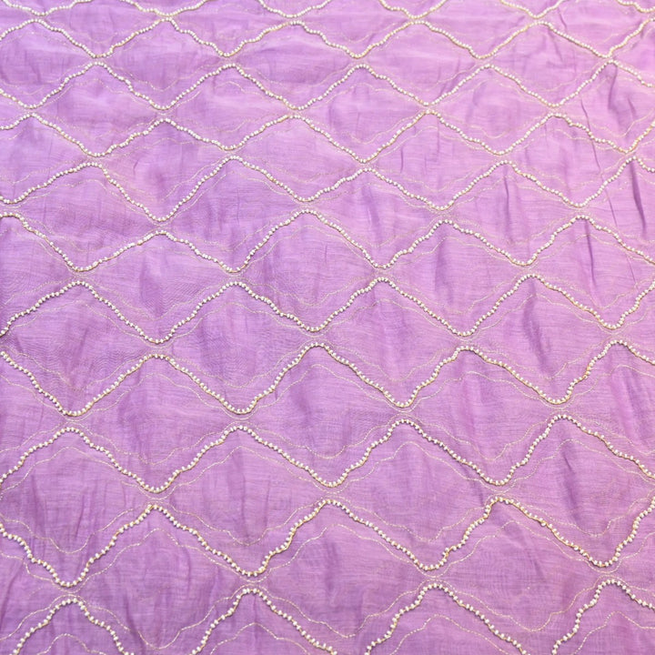 Bright Lavender Dyed Mul Chanderi Fabric with Zari & Moti Embroidery – 0MF222-2