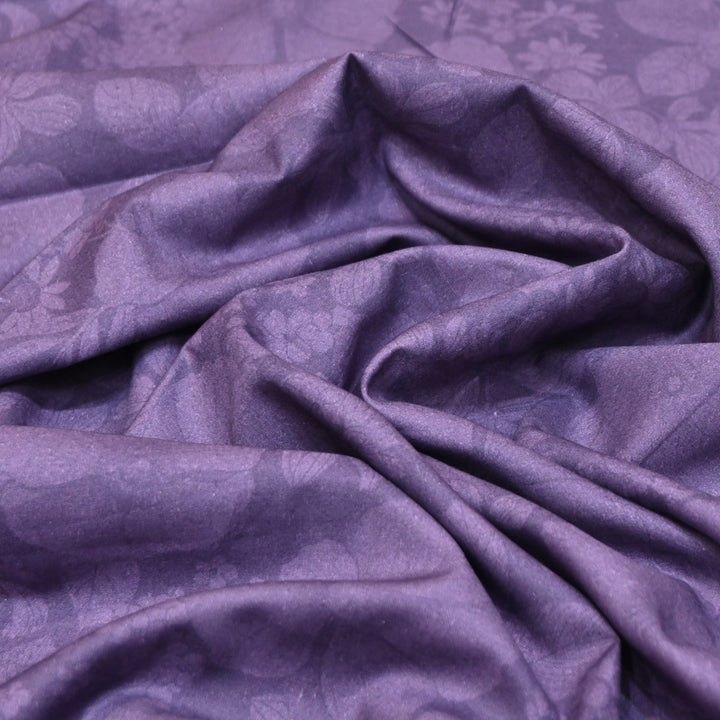 Dark Lilac Color Cotton Digital Print Fabric -Soft Cotton Prints Fabric-DA1124-14