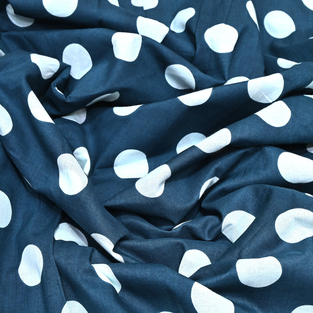 Premium Cotton Polka Dot Printed Fabric - Soft Breathable Designer Cotton Fabric - 000350-1e