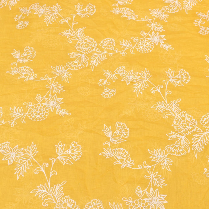 Cotton Chanderi Thread With Sequins Embroidery Fabric