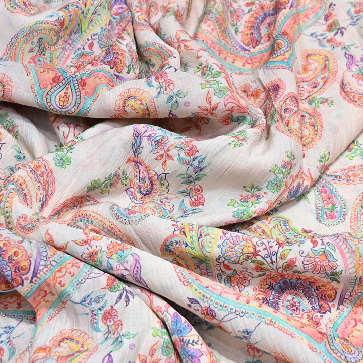 Multi Color Crush Muslin Digital Print Fabric – Soft Designer Muslin Print Fabric- COO145-15