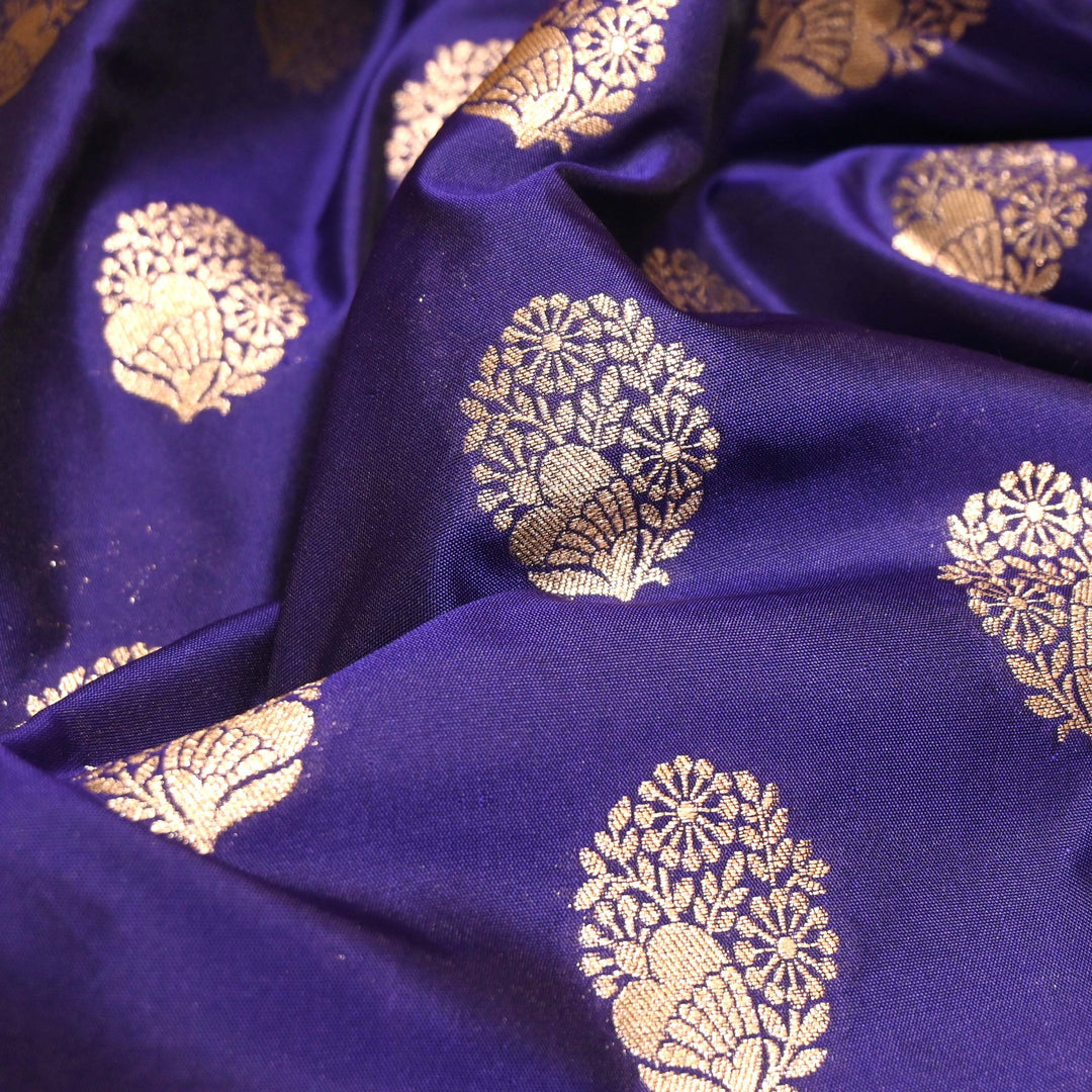 Purple Monster Color Katan Silk Zari Buti Brocade Fabric