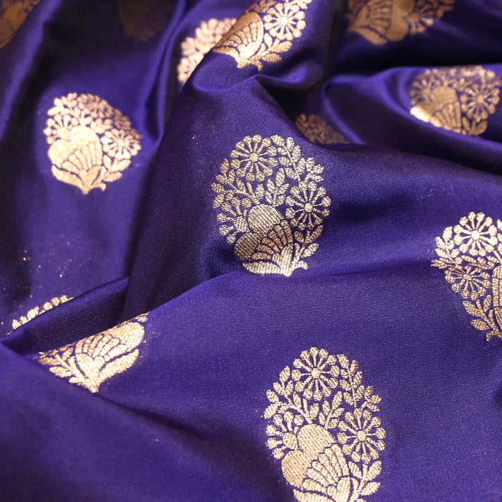 Purple Monster Color Katan Silk Zari Buti Brocade Fabric