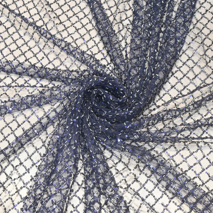 Imported Heavy Beaded & Sequin Embroidery Net Fabric- 8831827-01