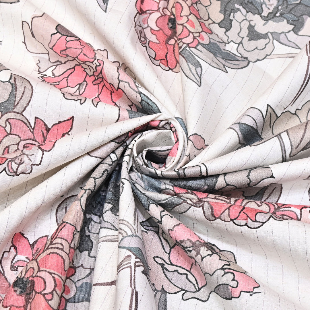 Cotton Linen Lurex Digital Print Fabric – Premium Designer Summer Fabric- BYP125-4