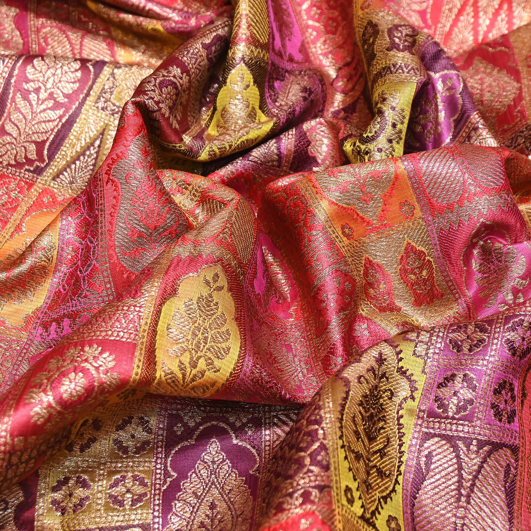 Multi Rangoli Brocade Fabric – Premium Zari Woven Designer Brocade Fabric 001006-A13