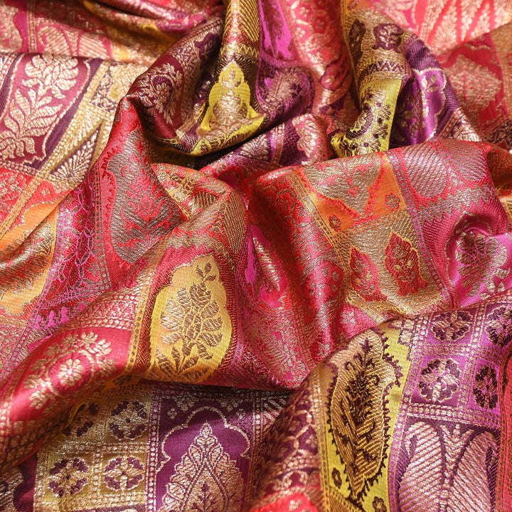 Multi Rangoli Brocade Fabric – Premium Zari Woven Designer Brocade Fabric 001006-A13