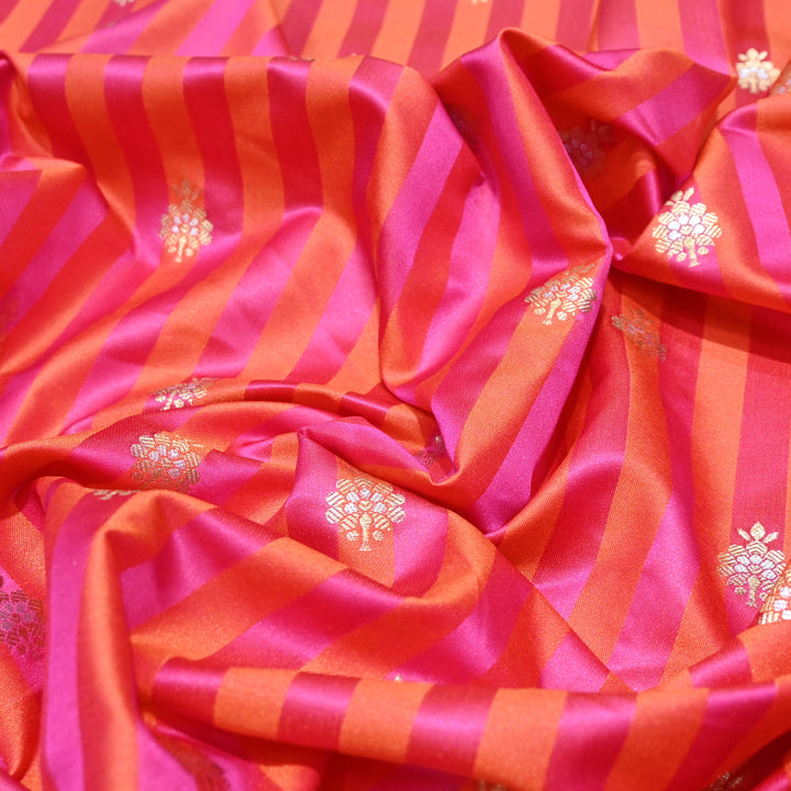 Rosy Pink Mina Zari Brocade Fabric