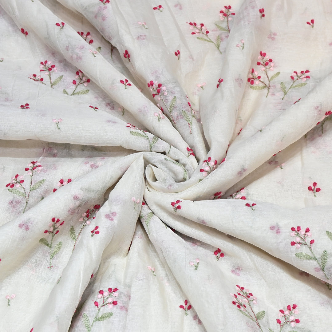 Dyeable Mul Chanderi Thread Embroidery Fabric – Soft Summer Designer Fabric-MF8212-3
