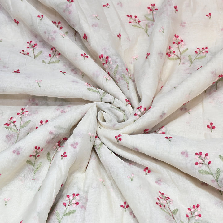 Dyeable Mul Chanderi Thread Embroidery Fabric – Soft Summer Designer Fabric-MF8212-3