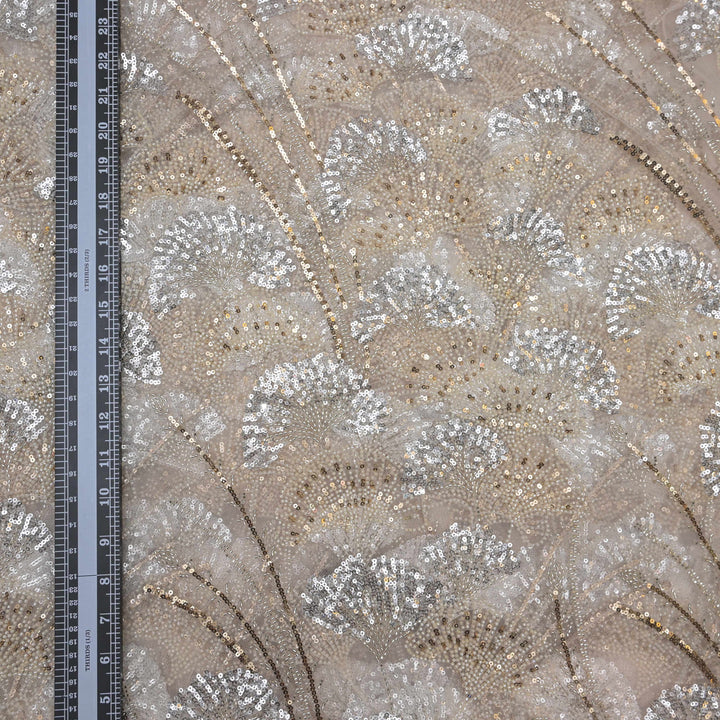 Ivory Net Imported Embroidery Fabric.| 20T25