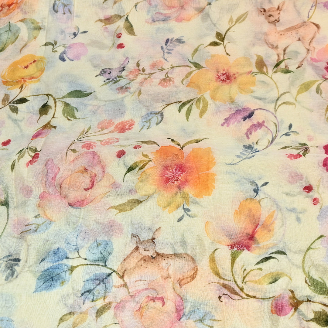 Mul Chanderi Digital Print Fabric - Soft Lightweight Designer Fabric GT0185-1M
