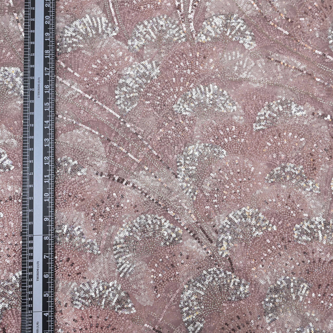 Mauve Taupe Net Imported Embroidery Fabric.| 20T25-P