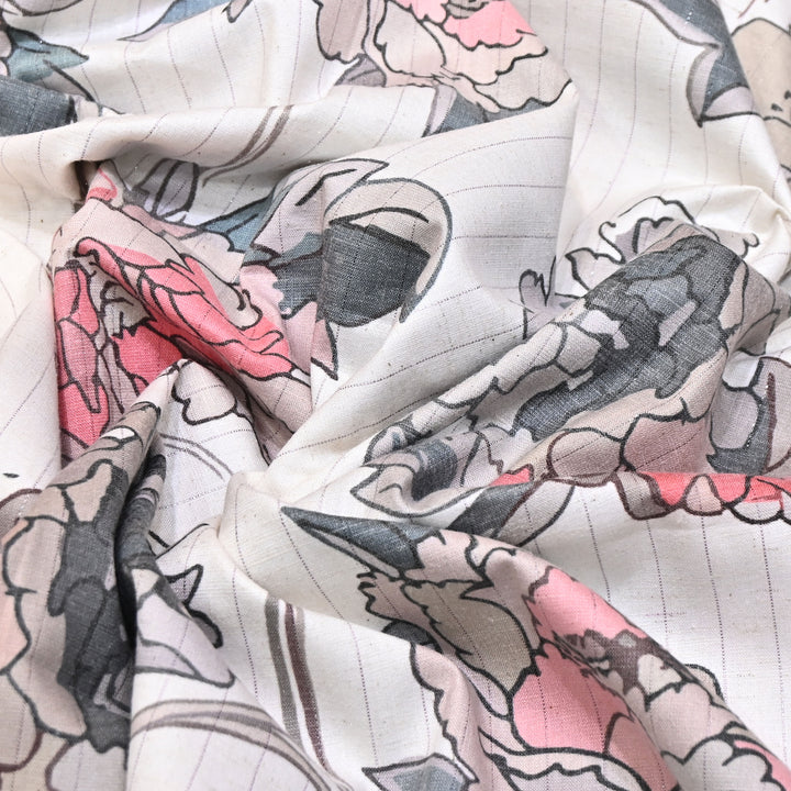 Cotton Linen Lurex Digital Print Fabric – Premium Designer Summer Fabric- BYP125-4