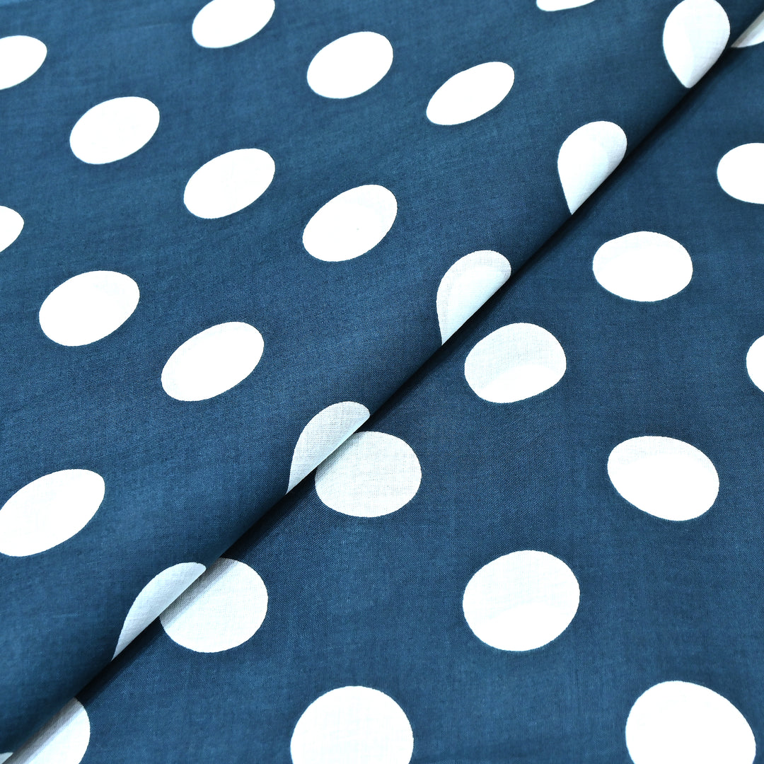 Premium Cotton Polka Dot Printed Fabric - Soft Breathable Designer Cotton Fabric - 000350-1e