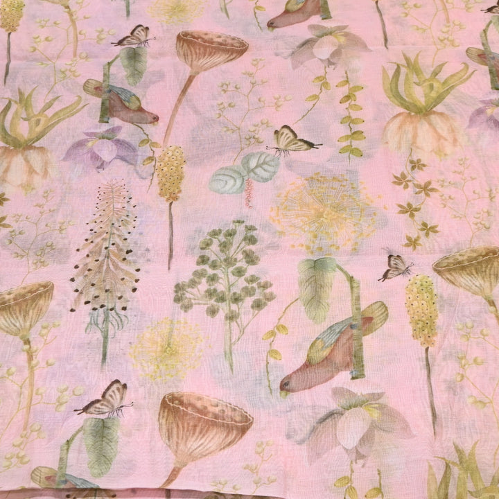 Mul Chanderi Digital Print Fabric - Soft Lightweight Designer Fabric GT0185-1e