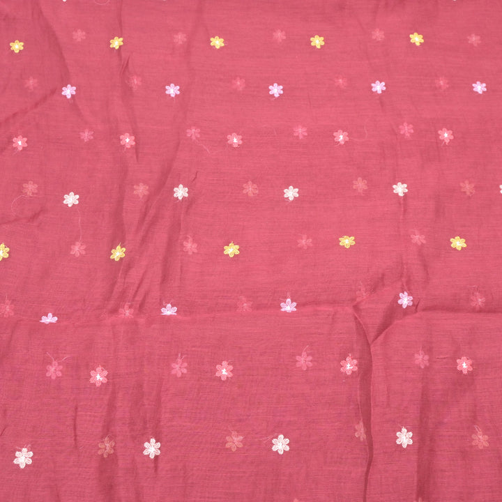 Cotton Chanderi Multi Thread Buti Embroidery Fabric
