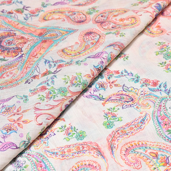 Multi Color Crush Muslin Digital Print Fabric – Soft Designer Muslin Print Fabric- COO145-15