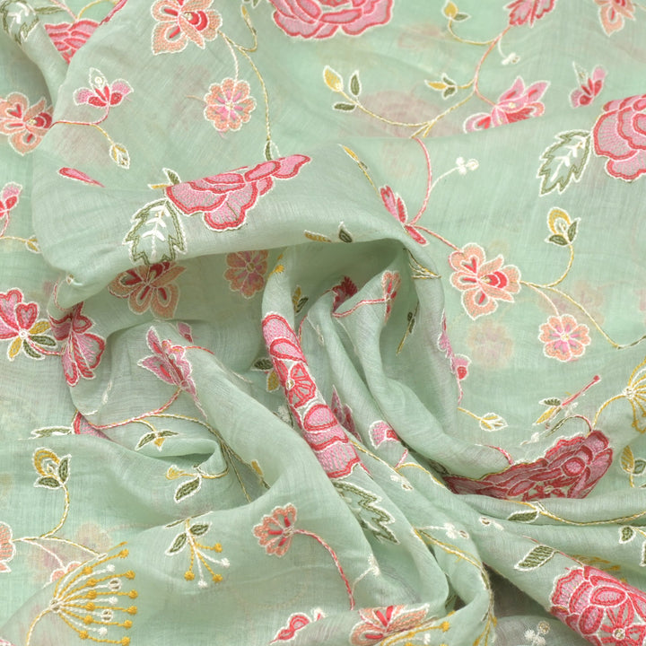 Chanderi Thread With Sequins Embroidery Fabrics