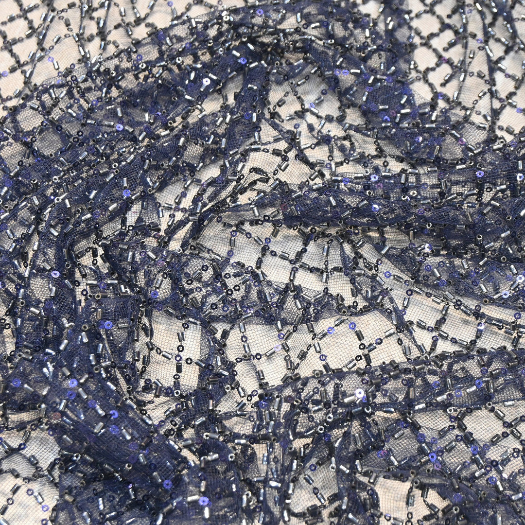 Imported Heavy Beaded & Sequin Embroidery Net Fabric- 8831827-01