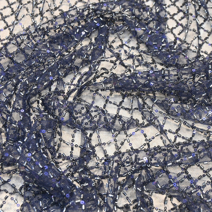 Imported Heavy Beaded & Sequin Embroidery Net Fabric- 8831827-01