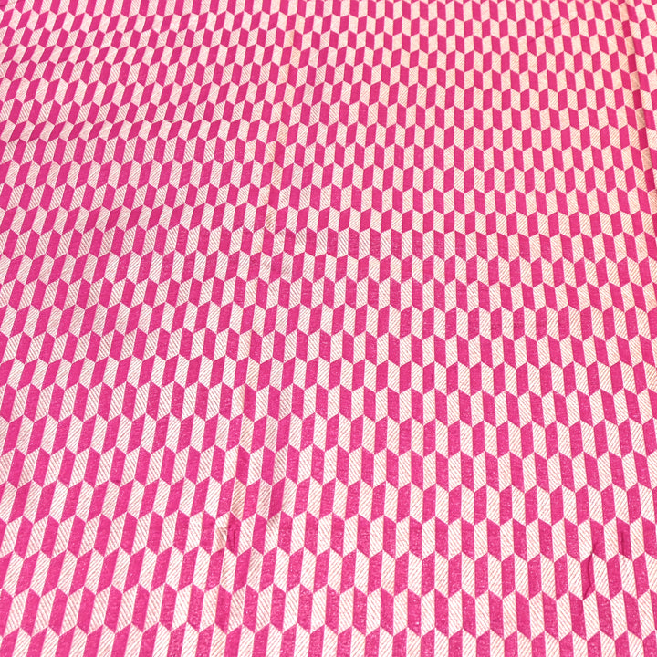 Pink Color Pure Silk Alfi Zari Brocade Fabric 44" – Luxury Traditional Designer Fabric ZTF001-6