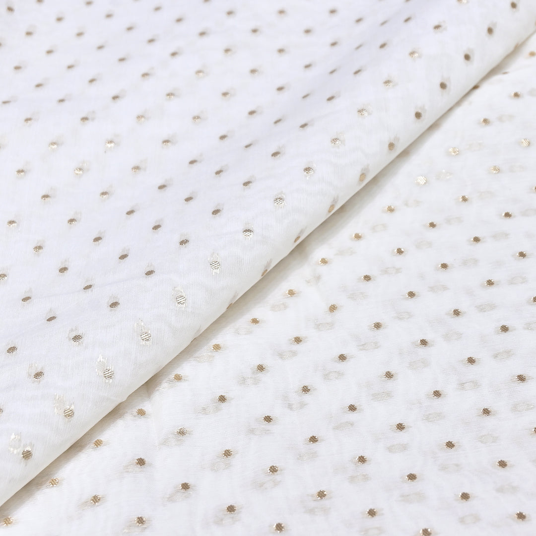 Banarasi Chanderi Gold Mat Zari Fabric – Premium Designer Ethnic Wear Fabric 000313-13