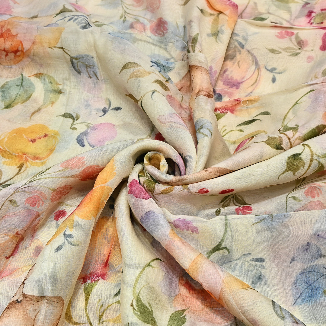 Mul Chanderi Digital Print Fabric - Soft Lightweight Designer Fabric GT0185-1M