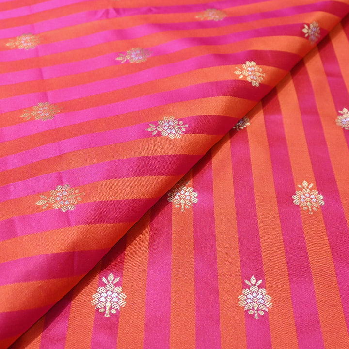 Rosy Pink Mina Zari Brocade Fabric