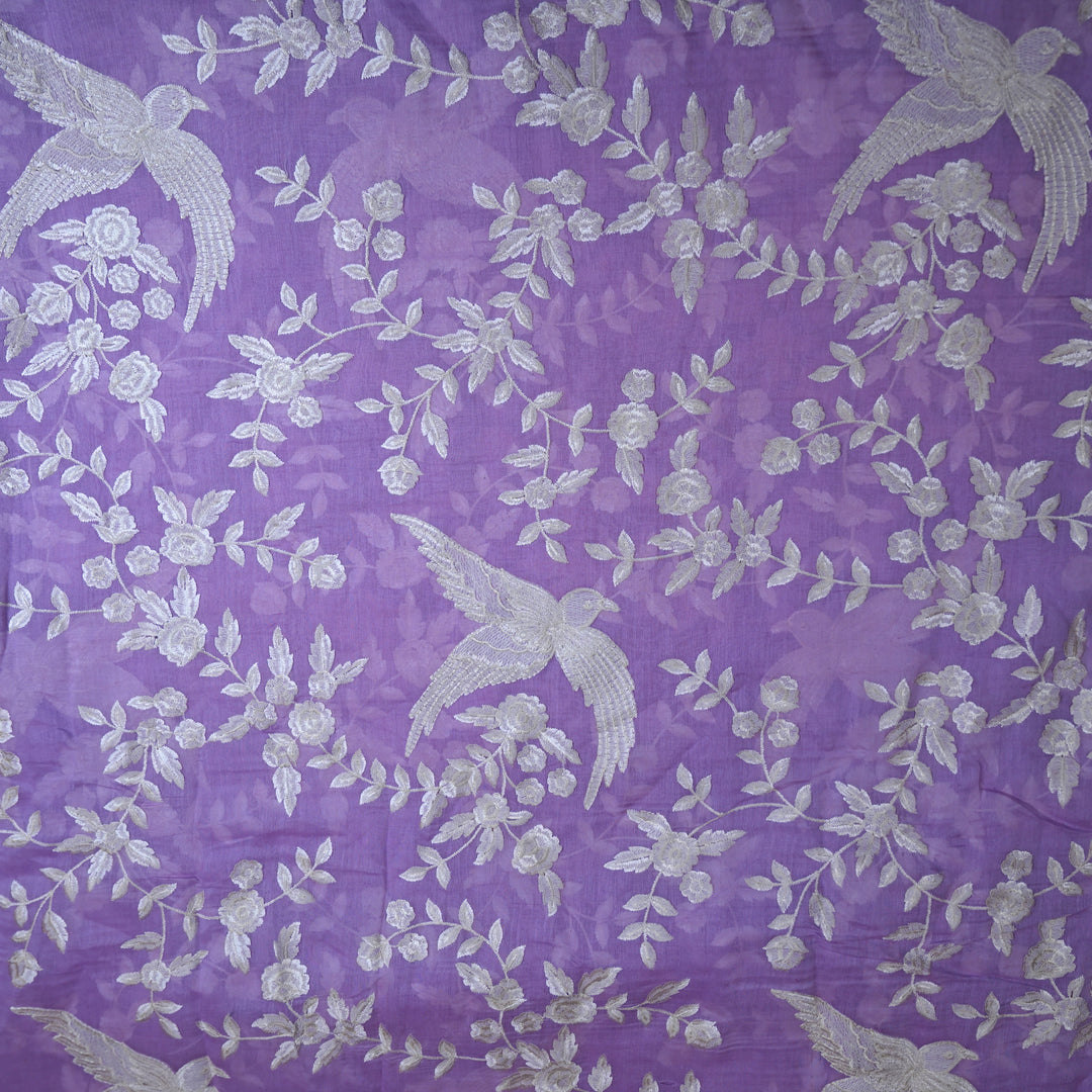 Lavender Purple with White Cotton Chanderi Thread Embroidery |  | CN-1036