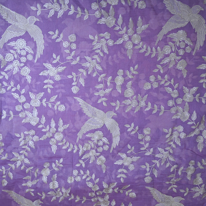 Lavender Purple with White Cotton Chanderi Thread Embroidery |  | CN-1036