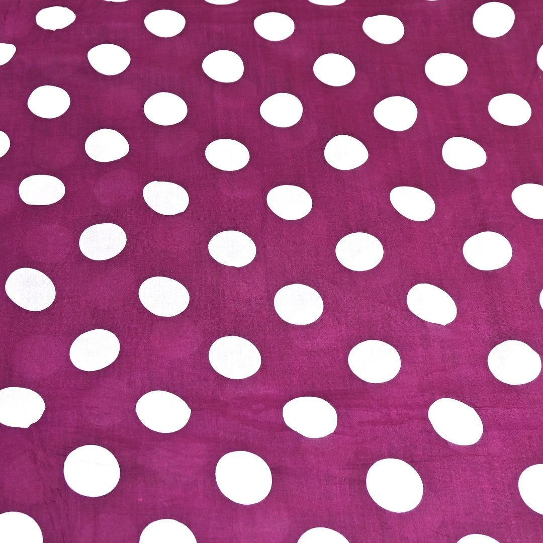 Premium Cotton Polka Dot Printed Fabric - Soft Breathable Designer Cotton Fabric - 000350-1f