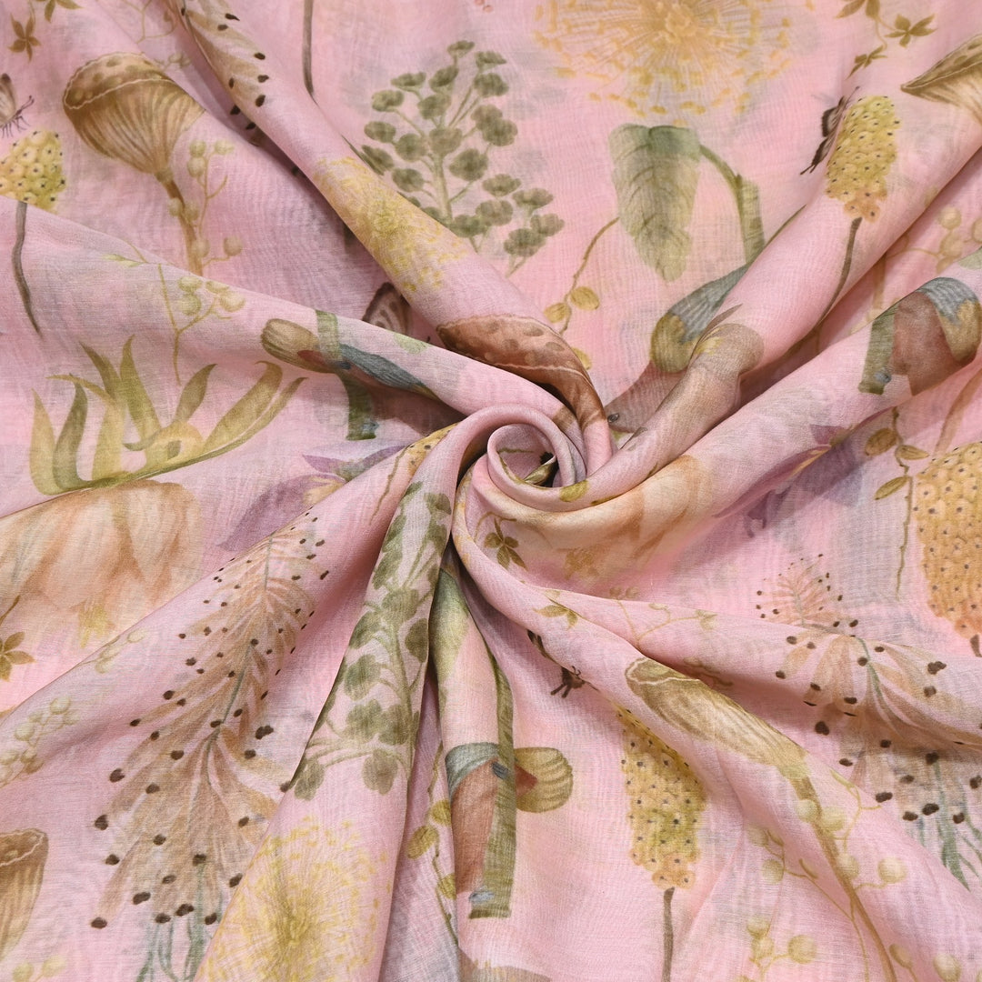 Mul Chanderi Digital Print Fabric - Soft Lightweight Designer Fabric GT0185-1e