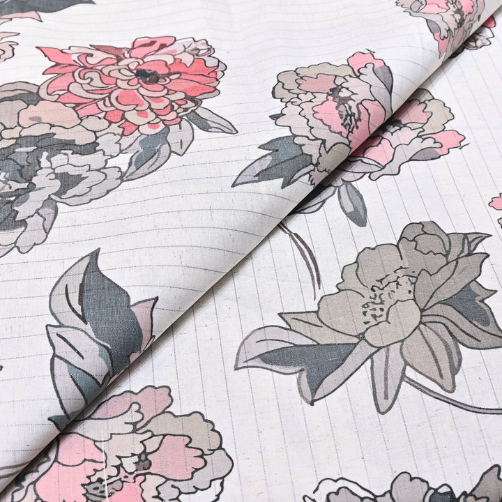 Cotton Linen Lurex Digital Print Fabric – Premium Designer Summer Fabric- BYP125-4
